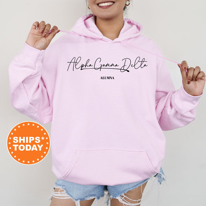 Alpha Gamma Delta Alumna Cursive Sorority Sweatshirt | Alpha Gam Alumni Sweatshirt | Sorority Alumna Crewneck | Greek Apparel _ 7257g