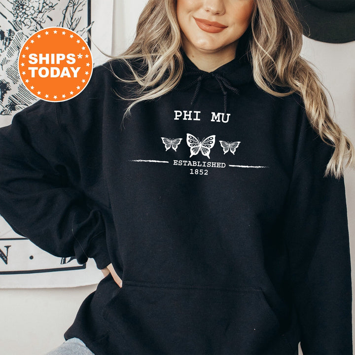 Phi Mu Neutral Butterfly Sorority Sweatshirt | Phi Mu Crewneck Sweatshirt | Greek Apparel | Big Little Reveal | College Apparel