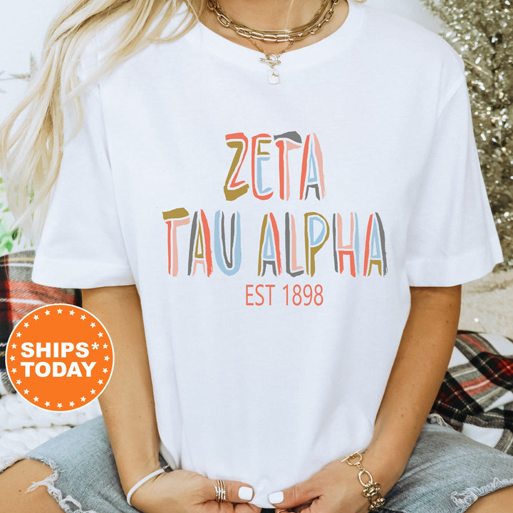 Zeta Tau Alpha Olivia Sorority T-Shirt | Zeta Comfort Colors Shirt | Zeta Sorority Gifts | Big Little Reveal | Sorority Apparel _ 5558g