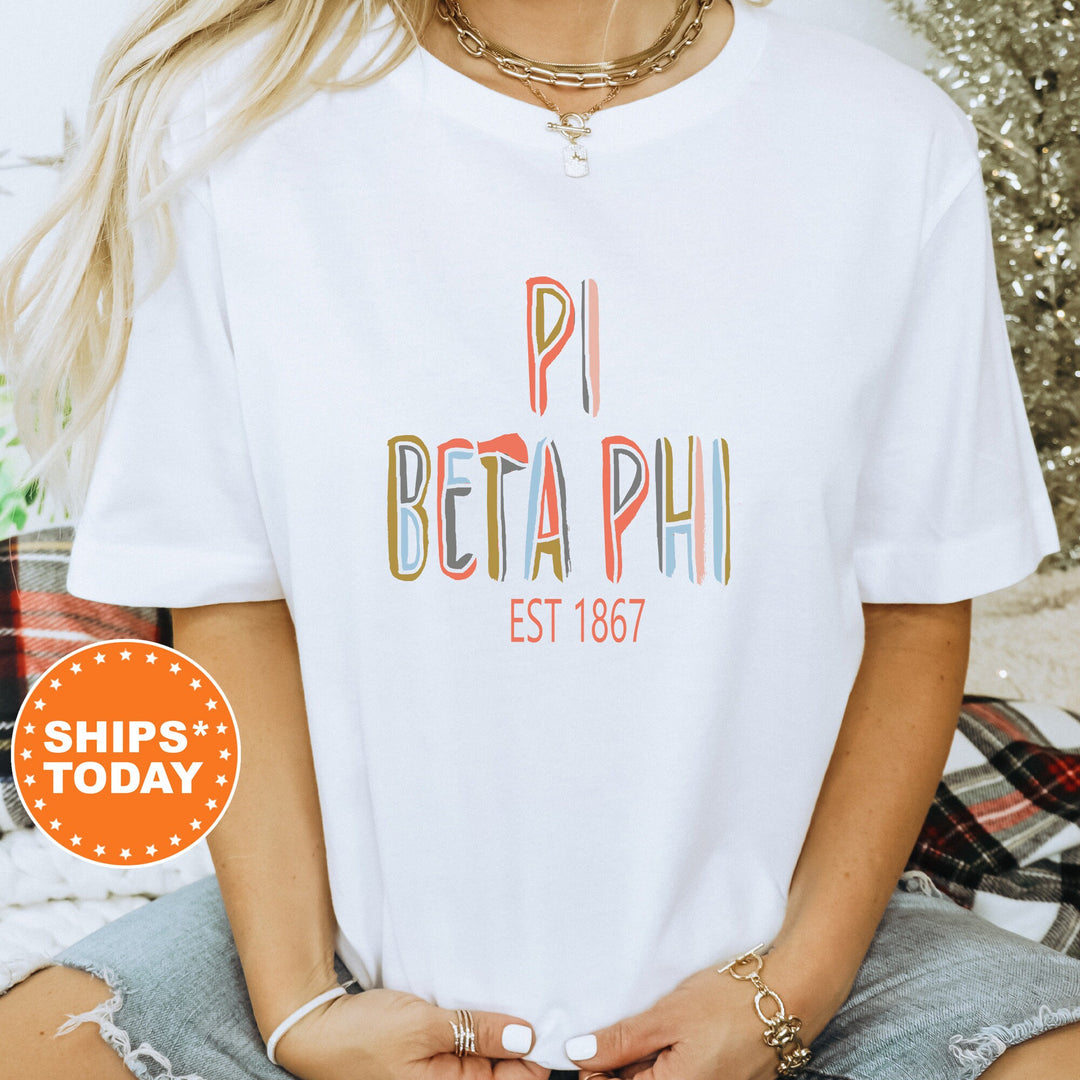 Pi Beta Phi Olivia Sorority T-Shirt | Pi Phi Comfort Colors Shirt | Pi beta Phi Sorority Gifts | Big Little Reveal | Greek Apparel _ 5553g