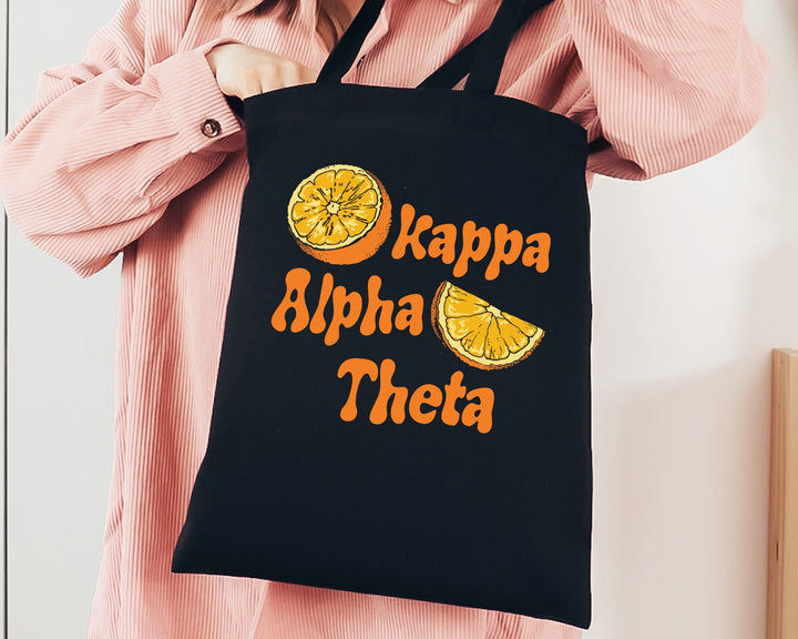 Kappa Alpha Theta Oranges Sorority Tote Bag | THETA Canvas Tote Bag | Sorority Merch | Big Little Sorority Gift | College Beach Bag _ 16239g