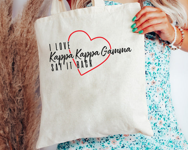 Kappa Kappa Gamma Say It Back Sorority Tote Bag | KAPPA Beach Bag | Sorority Merch | KKG Big Little Sorority Bag | Canvas Tote Bag _ 15018g