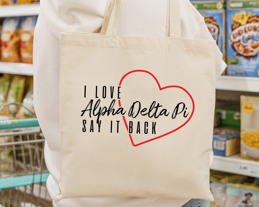 Alpha Delta Pi Say It Back Sorority Tote Bag | ADPi Beach Bag | Sorority Merch | Sorority Bag | Big Little Gift | Canvas Tote Bag _ 15002g