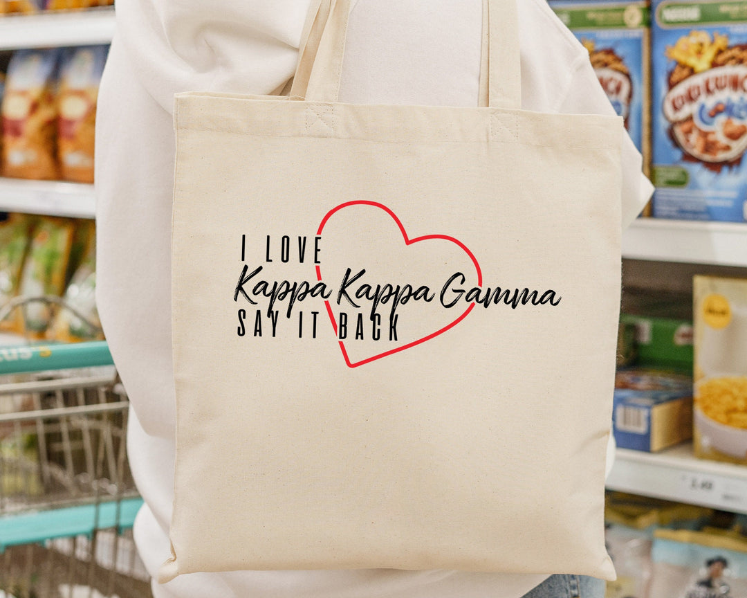 Kappa Kappa Gamma Say It Back Sorority Tote Bag | KAPPA Beach Bag | Sorority Merch | KKG Big Little Sorority Bag | Canvas Tote Bag _ 15018g