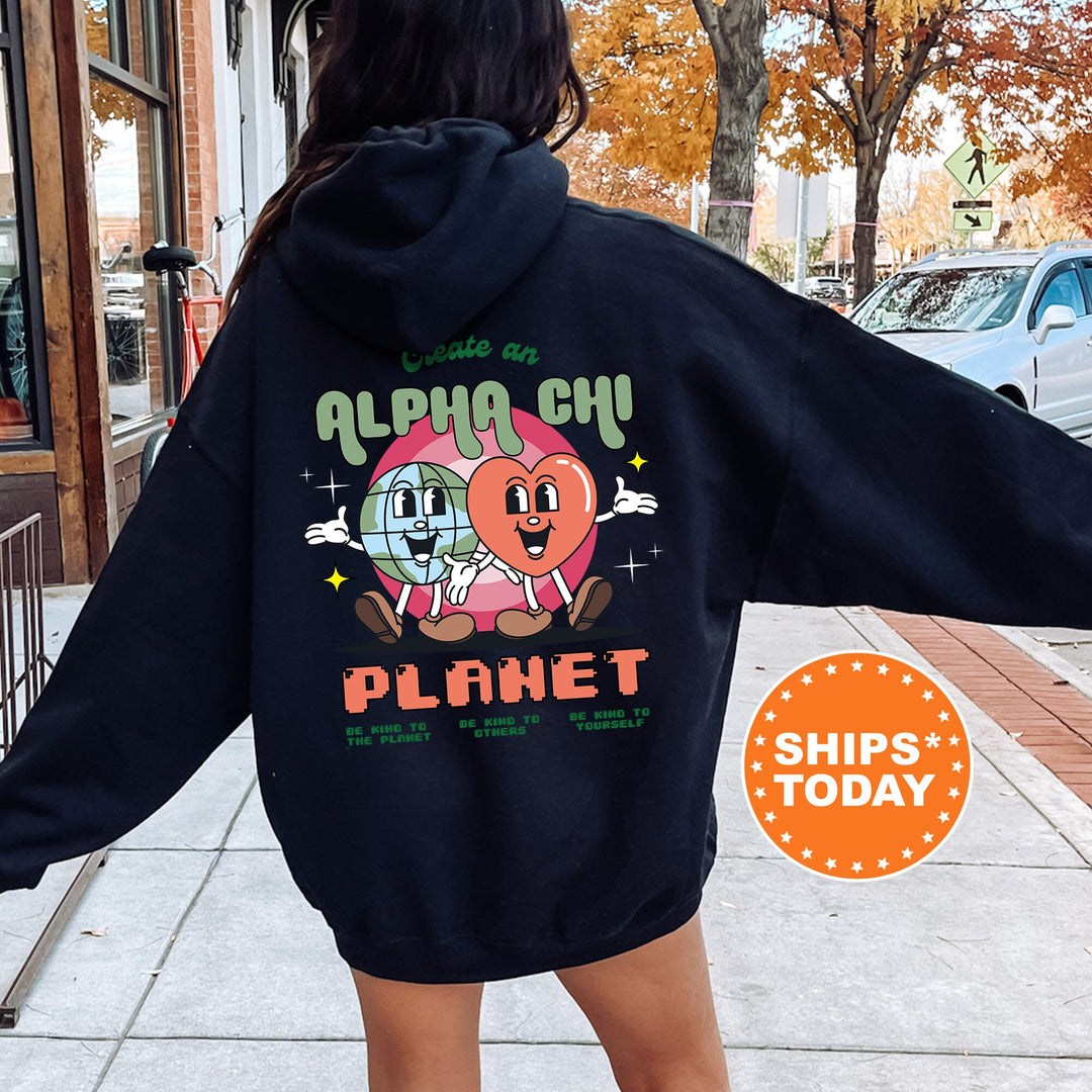 Create An Alpha Chi Planet | Alpha Chi Omega CosmoGreek Sorority Sweatshirt | AXO Sorority Hoodie | Big Little Gift | Greek Apparel