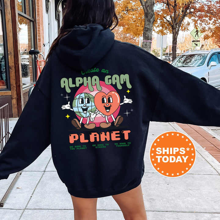 Create An Alpha Gam Planet | Alpha Gamma Delta CosmoGreek Sorority Sweatshirt | Sorority Hoodie | Big Little Gift | Greek Apparel 16487g