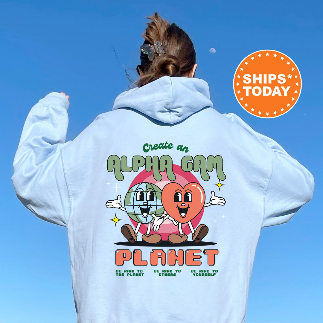 Create An Alpha Gam Planet | Alpha Gamma Delta CosmoGreek Sorority Sweatshirt | Sorority Hoodie | Big Little Gift | Greek Apparel 16487g