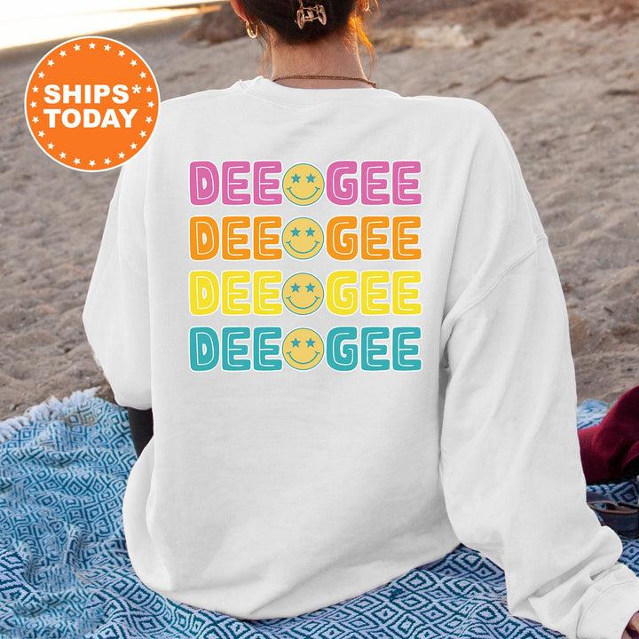Delta Gamma Colorful Smiley Sorority Sweatshirt | Delta Gamma Sweatshirt | Dee Gee Merch | Sorority Hoodie | Big Little Reveal