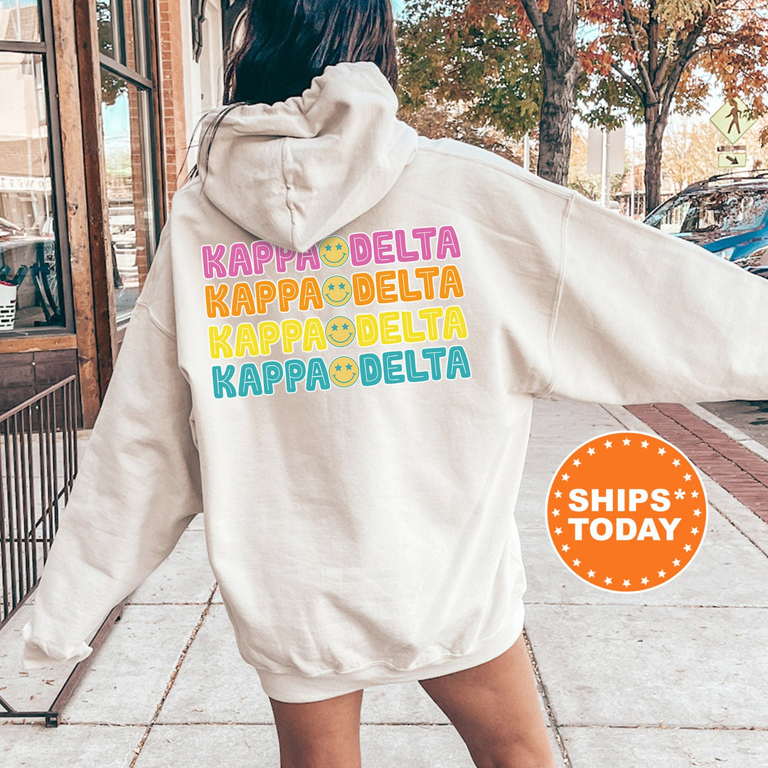 Kappa Delta Colorful Smiley Sorority Sweatshirt | Kappa Delta Hoodie | Bid Day Basket | Big Little Sorority Gift | Sorority Apparel