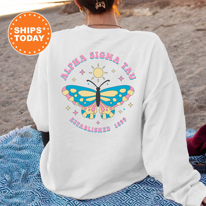 Alpha Sigma Tau Twinklewings Sorority Sweatshirt | Butterfly Sweatshirt | Big Little Sorority Gift | Custom Greek Apparel _  12620g