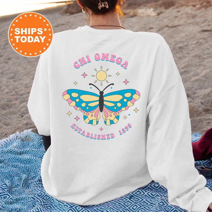 Chi Omega Twinklewings Sorority Sweatshirt | Chi O Butterfly Sweatshirt | Big Little Sorority Gift | Trendy Custom Greek Apparel _  12622g