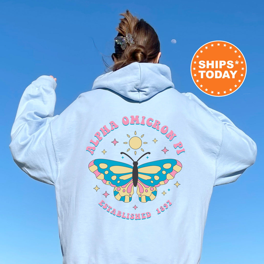 Alpha Omicron Pi Twinklewings Sorority Sweatshirt | Alpha O Butterfly Sweatshirt | Big Little Sorority Gift | Custom Greek Apparel _  12617g