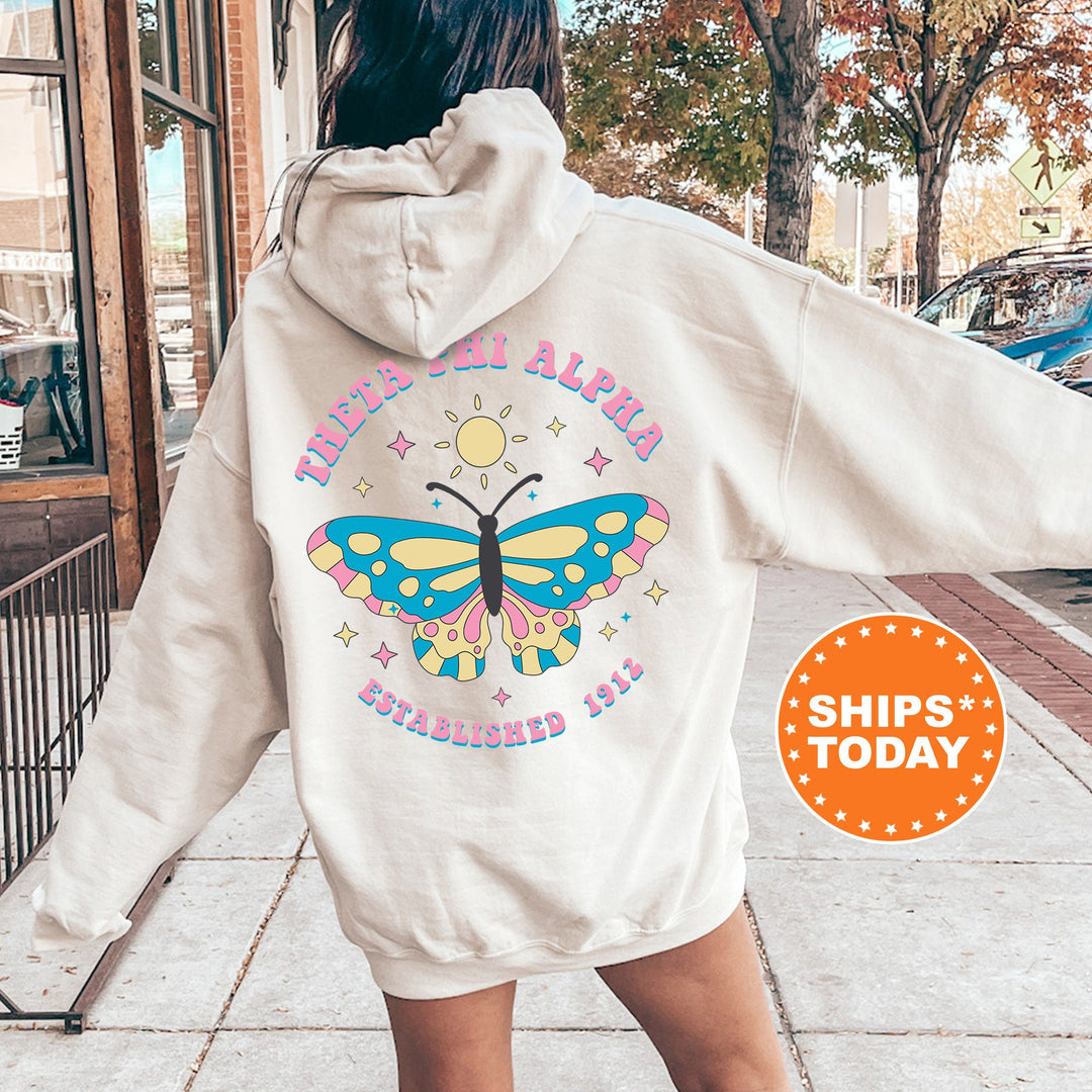 Theta Phi Alpha Twinklewings Sorority Sweatshirt | Theta Phi Butterfly Sweatshirt | Big Little Sorority | Custom Greek Apparel _  12637g