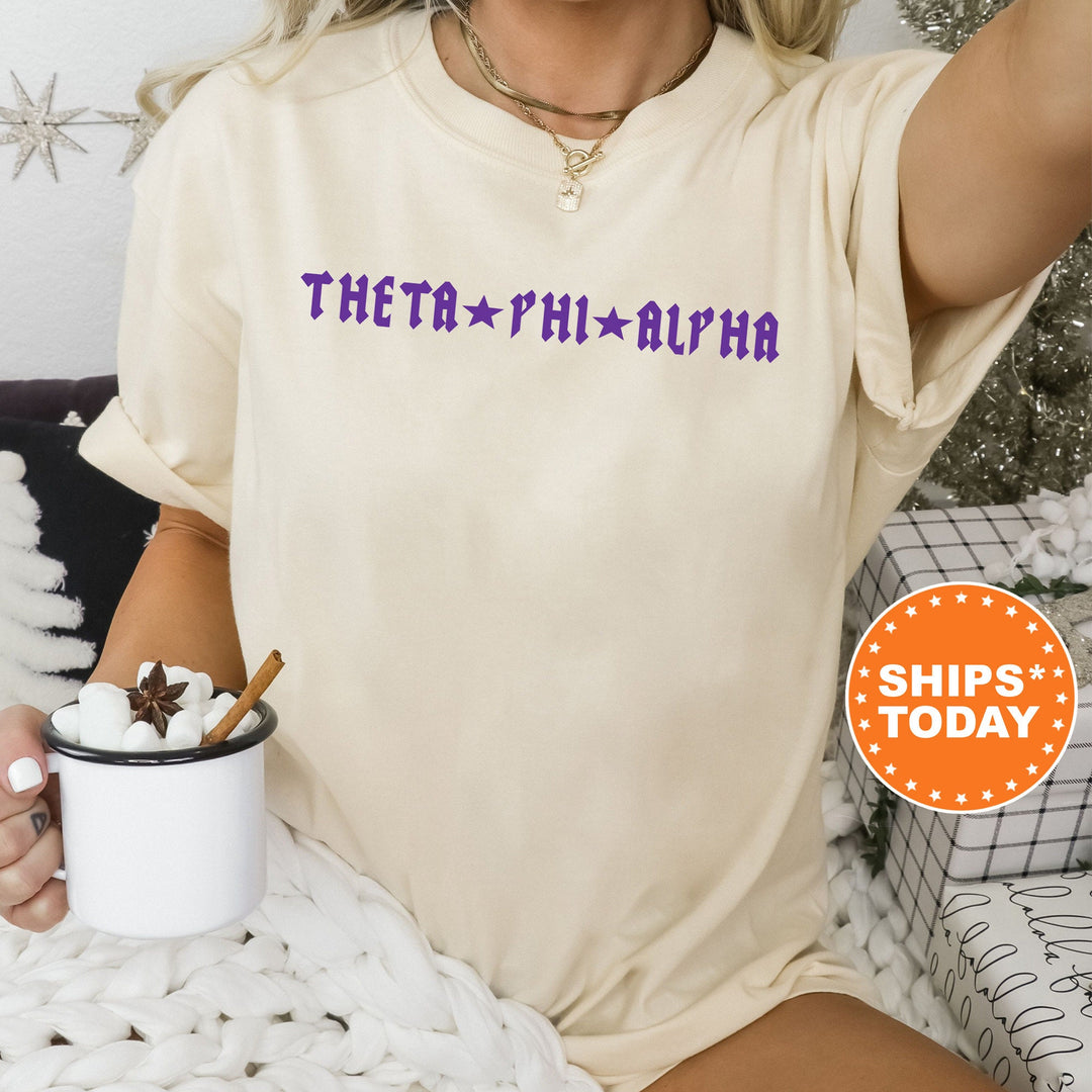 Theta Phi Alpha Rock n Roll Sorority T-Shirt | Theta Phi Greek Life Shirt | Big Little Sorority Gift | Trendy Comfort Colors Shirt _ 5609g