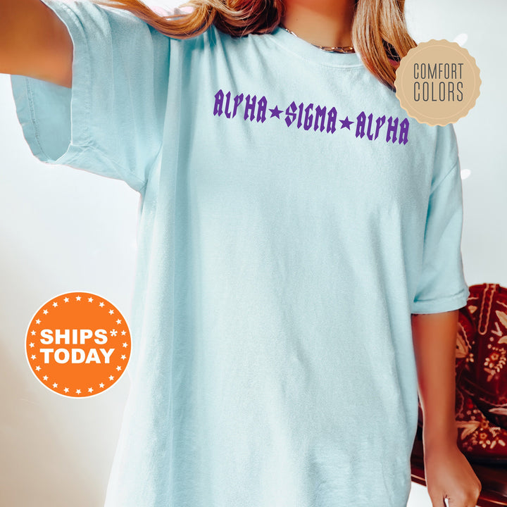 Alpha Sigma Alpha Rock n Roll Sorority T-Shirt | Greek Life Shirt | Big Little Sorority Gift | Trendy Comfort Colors Shirt _ 5591g