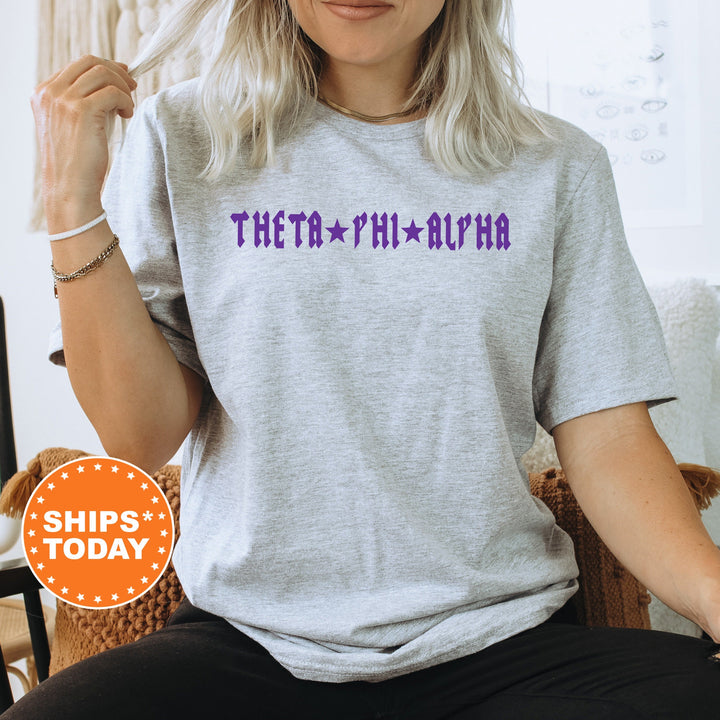 Theta Phi Alpha Rock n Roll Sorority T-Shirt | Theta Phi Greek Life Shirt | Big Little Sorority Gift | Trendy Comfort Colors Shirt _ 5609g