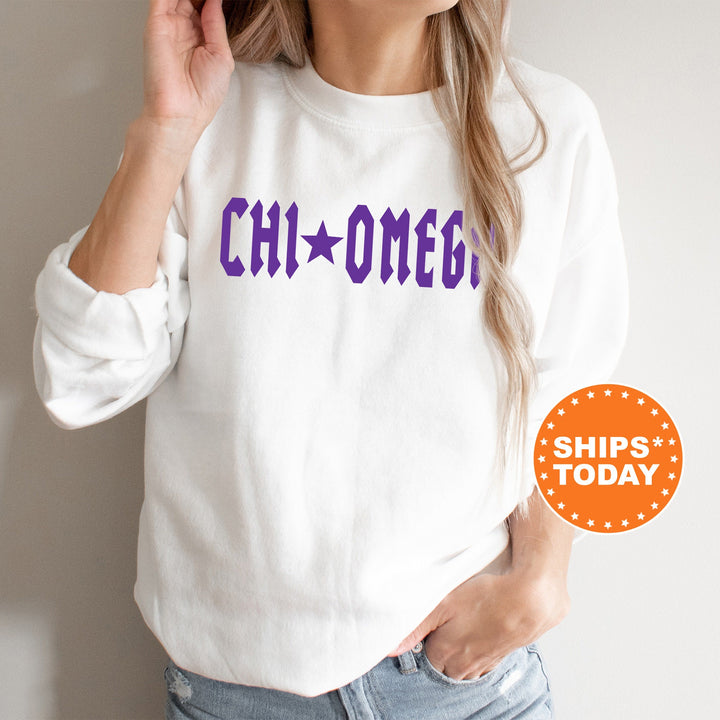 Chi Omega Rock N Roll Sorority Sweatshirt | Chi O Greek Sweatshirt | Sorority Merch | Big Little Sorority Gift | College Apparel _ 5594g