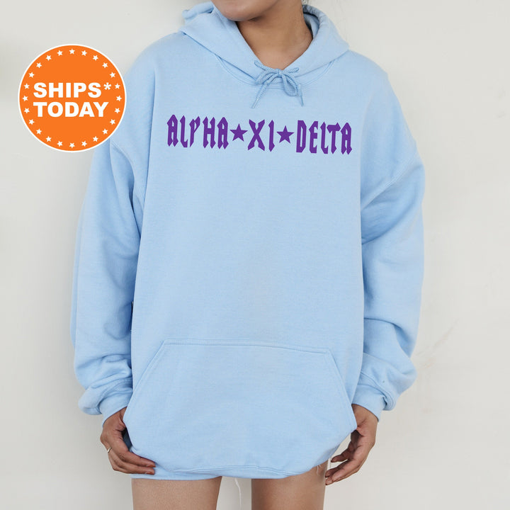 Alpha Xi Delta Rock N Roll Sorority Sweatshirt | AXID Greek Sweatshirt | Sorority Merch | Alpha Xi Big Little Gift | College Apparel _ 5593g