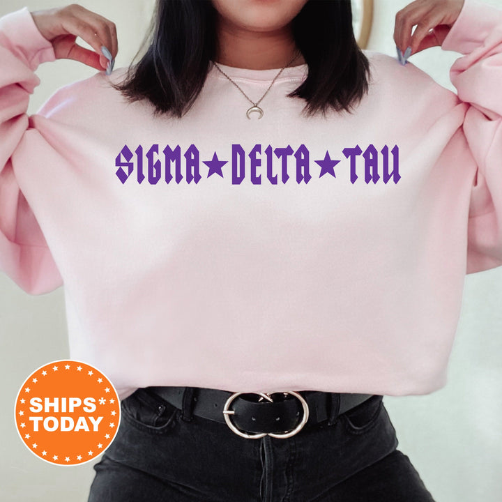 Sigma Delta Tau Rock N Roll Sorority Sorority Sweatshirt | Sig Delt Greek Sweatshirt | Sorority Merch | Big Little | College Apparel _ 5606g