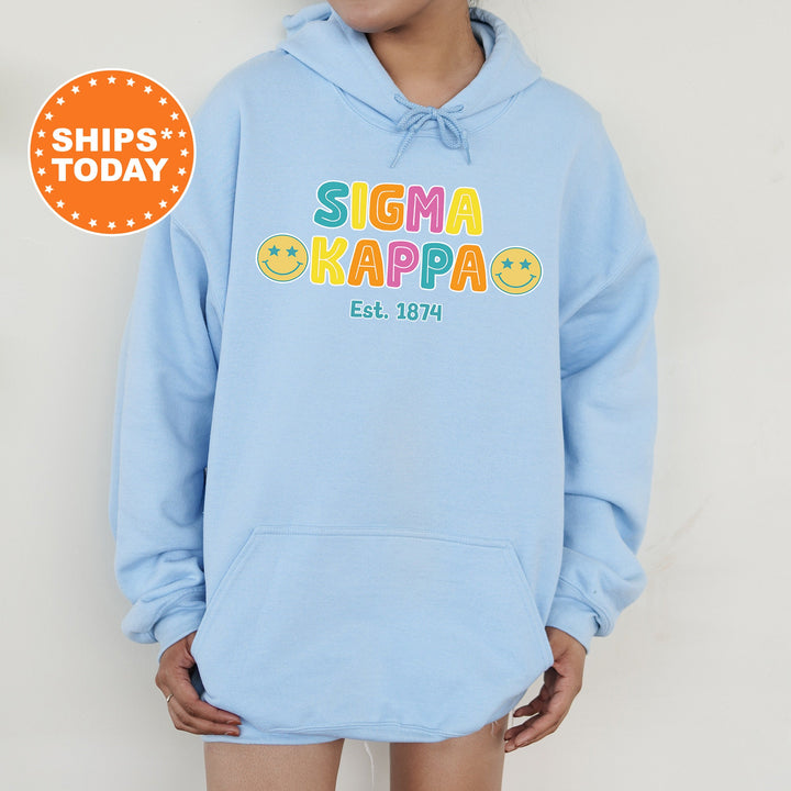 Sigma Kappa Sunny Sorority Sweatshirt | Sigma Kappa Colorful Sweatshirt | Sorority Apparel | Big Little Reveal | Sorority Gifts _ 16843g