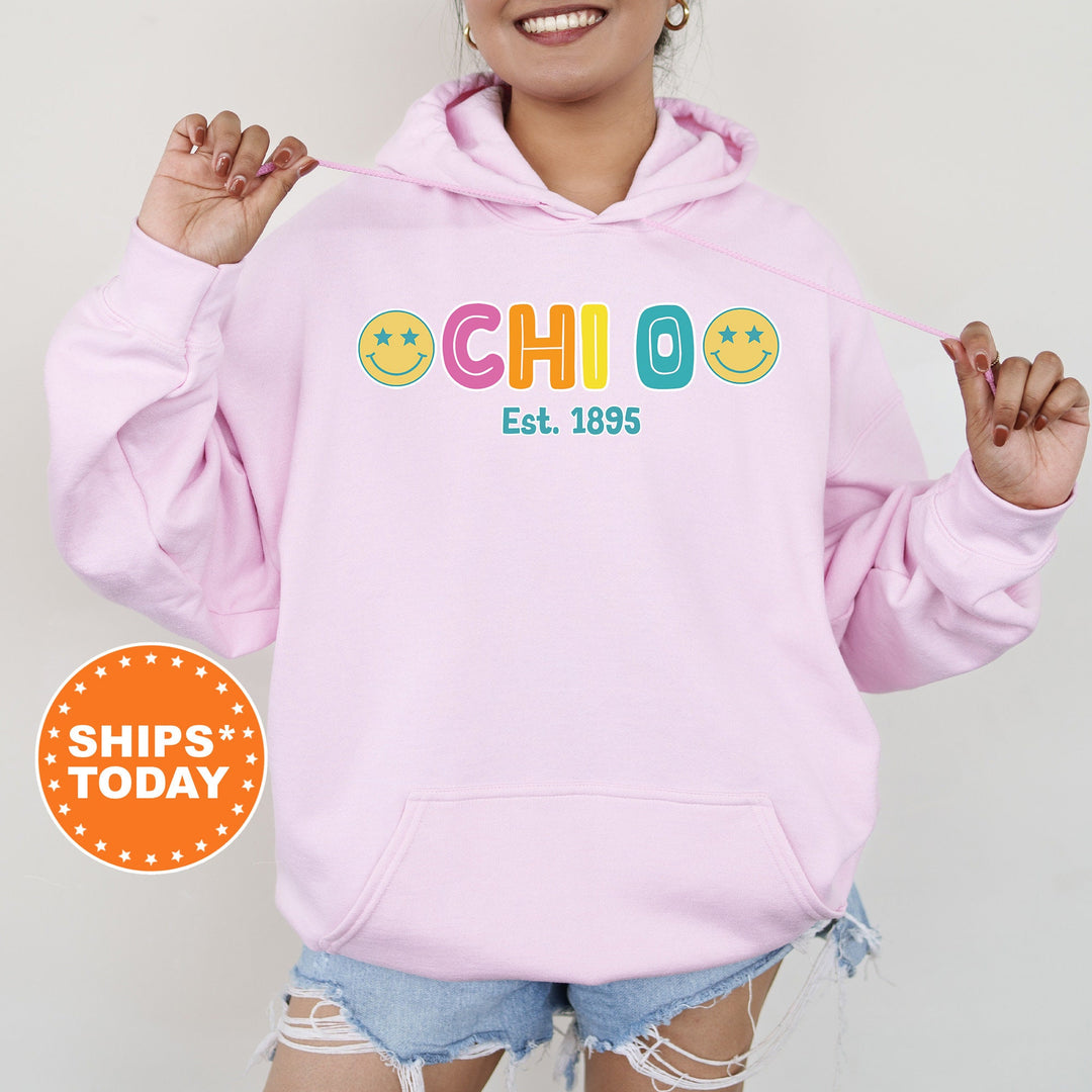 Chi Omega Sunny Sorority Sweatshirt | Chi O Colorful Sweatshirt | Sorority Apparel | Big Little Reveal | Chi Omega Sorority Gifts _ 16830g