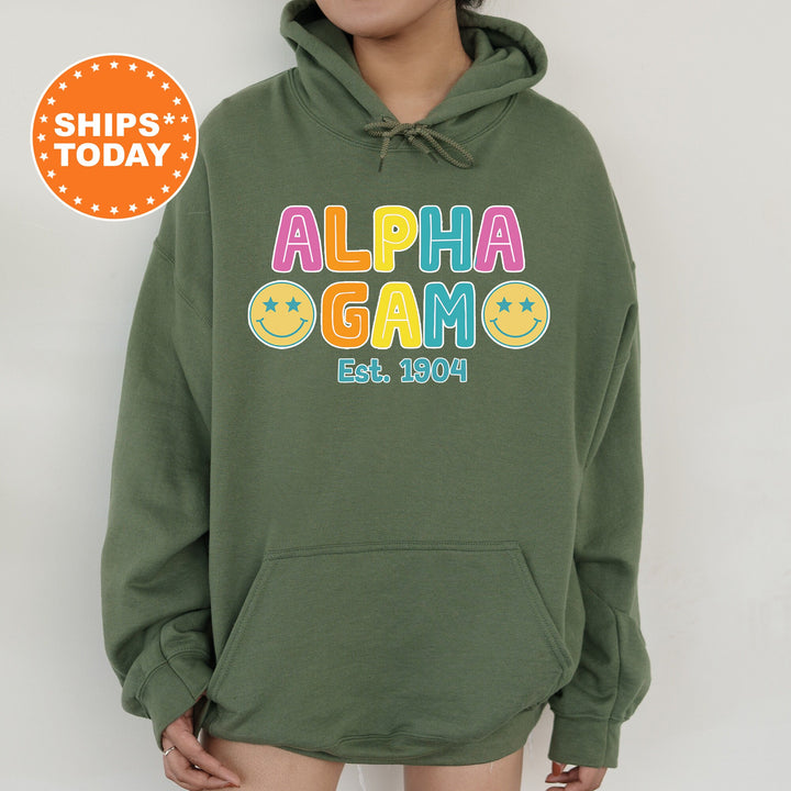 Alpha Gamma Delta Sunny Sorority Sweatshirt | Alpha Gam Colorful Sweatshirt | Sorority Apparel | Big Little Reveal | Sorority Gifts _ 16824g