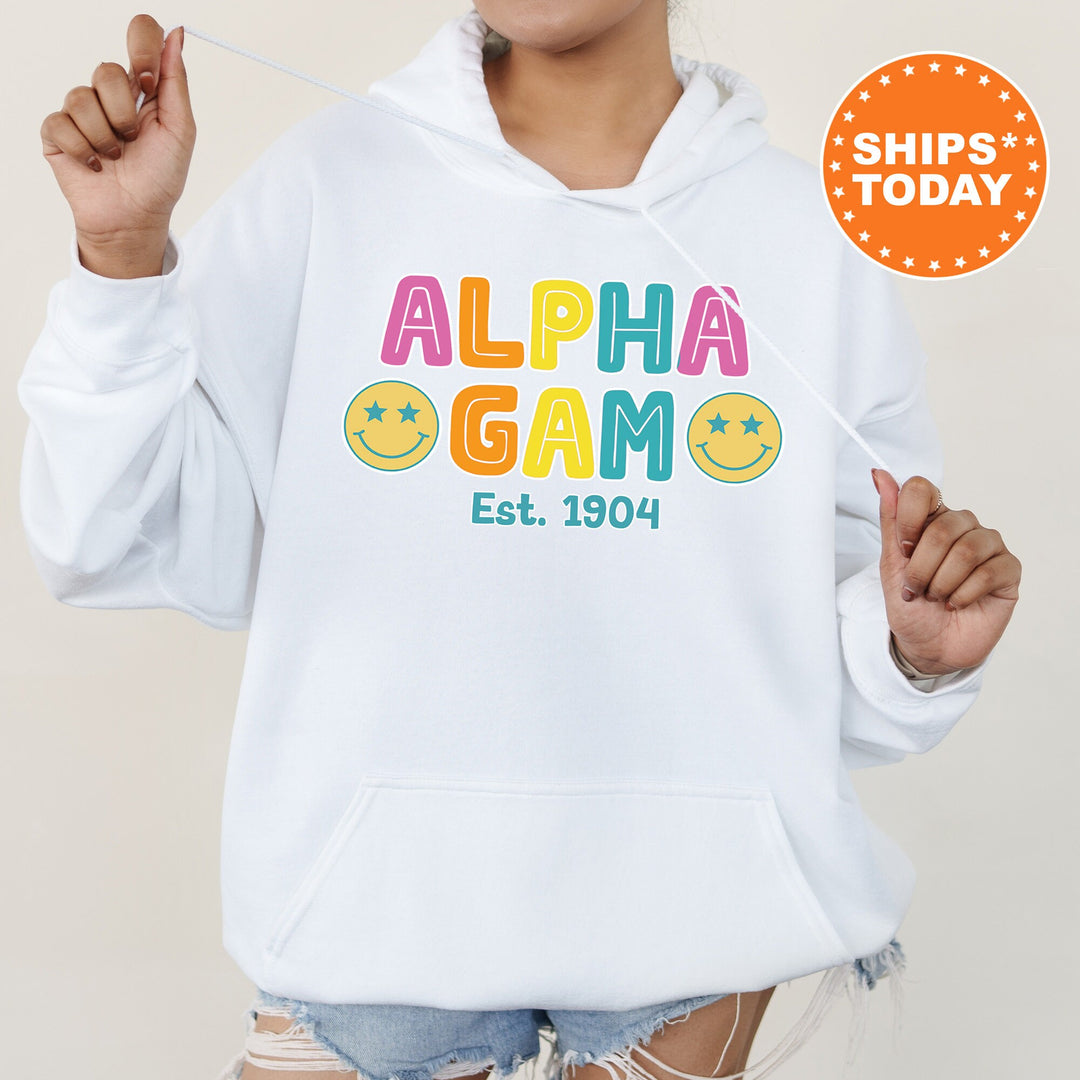 Alpha Gamma Delta Sunny Sorority Sweatshirt | Alpha Gam Colorful Sweatshirt | Sorority Apparel | Big Little Reveal | Sorority Gifts _ 16824g