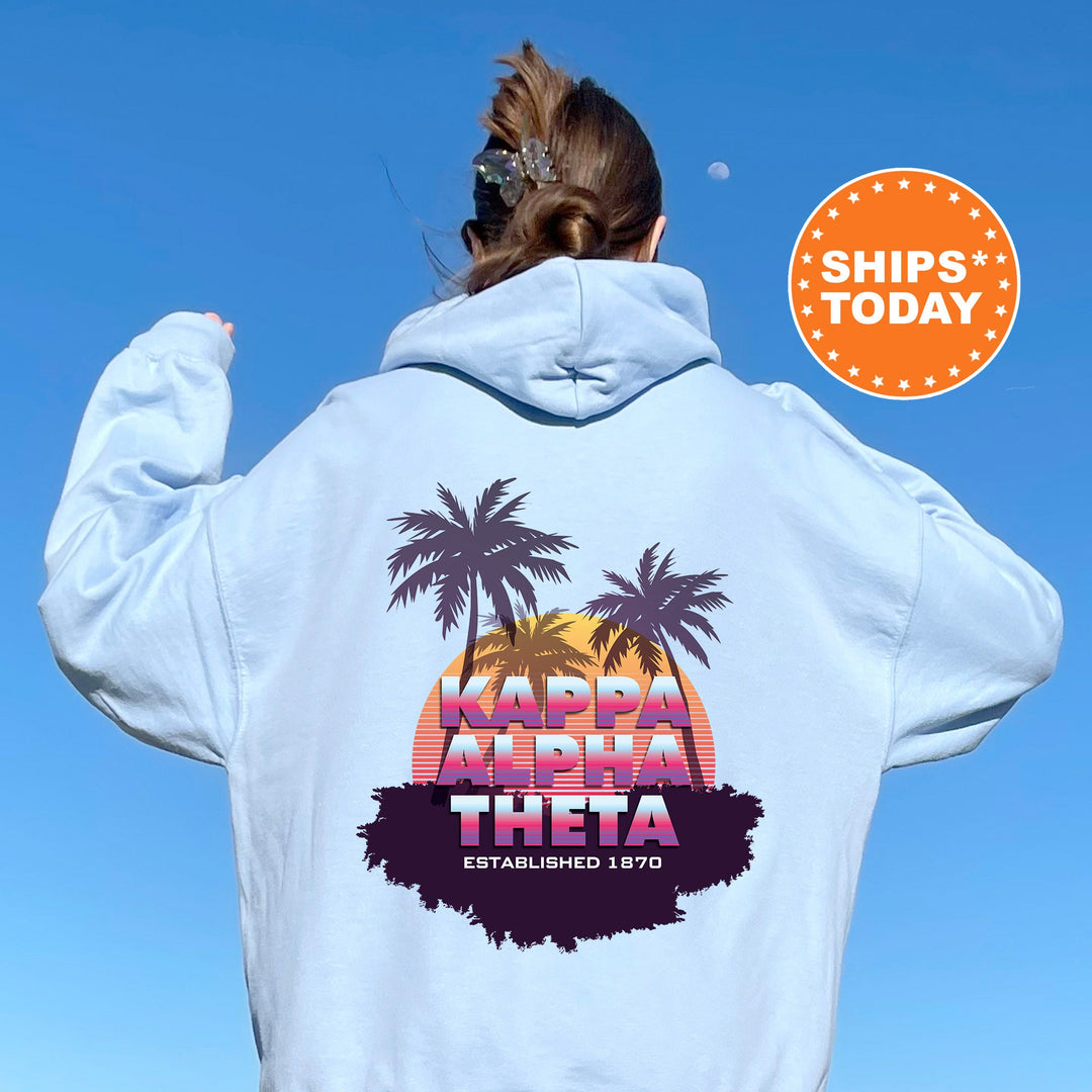 Kappa Alpha Theta Palmscape Sorority Sweatshirt | THETA Beach Hoodies | Sorority Apparel | Big Little Reveal | Greek Sweatshirt _  14189g