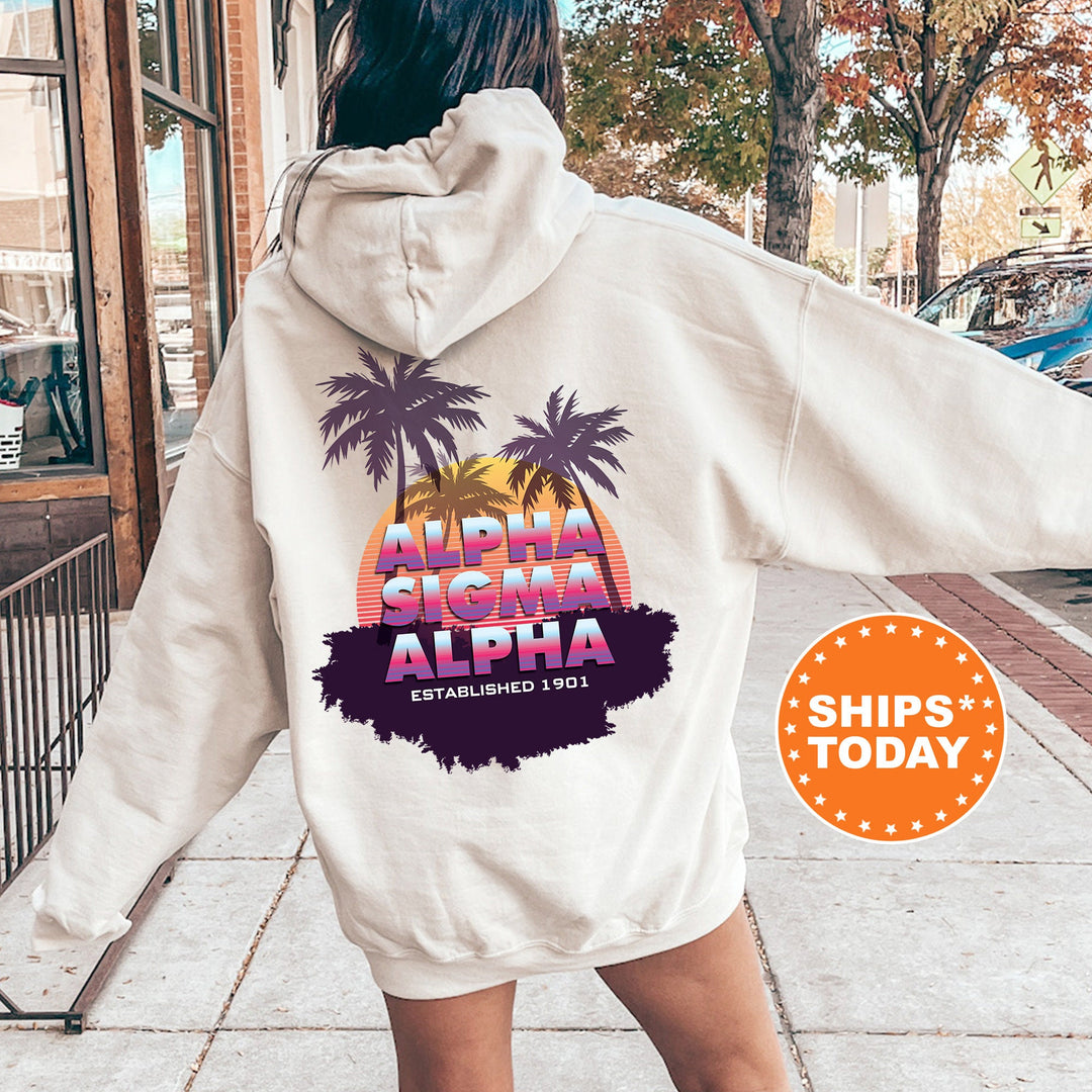 Alpha Sigma Alpha Palmscape Sorority Sweatshirt | Beach Hoodies | Sorority Apparel | Big Little Reveal Gift | Greek Sweatshirt _  14180g