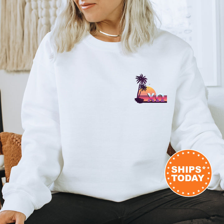 Chi Omega Palmscape Sorority Sweatshirt | Chi O Beach Hoodies | Sorority Apparel | Big Little Reveal Gift | Greek Sweatshirt _  14183g