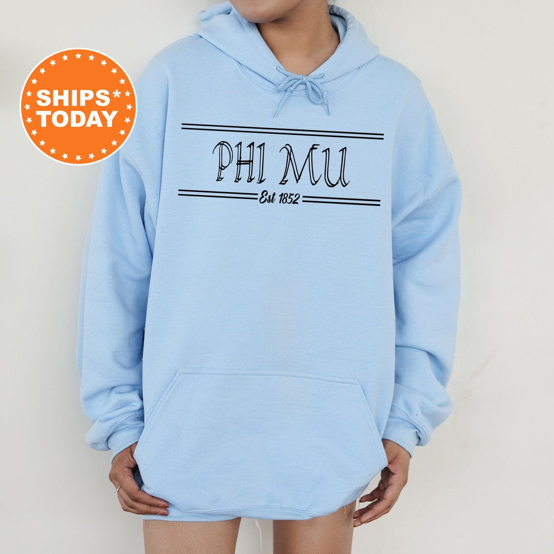 Phi Mu Retro Fitted Sorority Sweatshirt | Phi Mu Sorority Hoodie | Big Little Gift | Sorority Merch | College Greek Sweatshirt _ 7350g