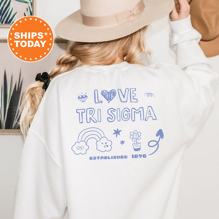 Sigma Sigma Sigma Doodle Letters Sorority Sweatshirt | Tri Sigma Doodle Font | Big Little Recruitment Gift | Custom Greek Apparel