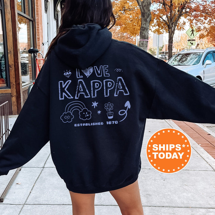 Kappa Kappa Gamma Doodle Letters Sorority Sweatshirt | KAPPA Doodle Font | Big Little Recruitment Gift | Custom Greek Sweatshirt 16423g