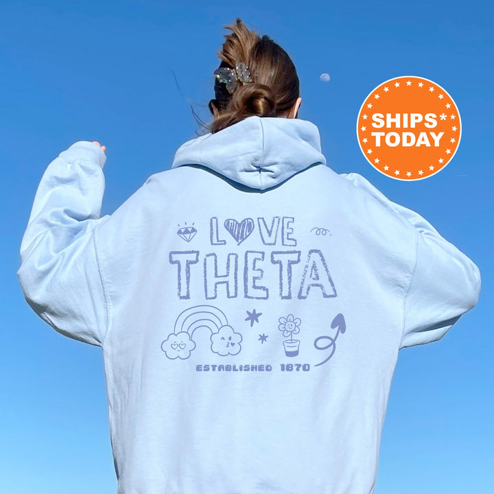 Kappa Alpha Theta Doodle Letters Sorority Sweatshirt | THETA Doodle Font | Big Little Recruitment Gift | Custom Greek Sweatshirt