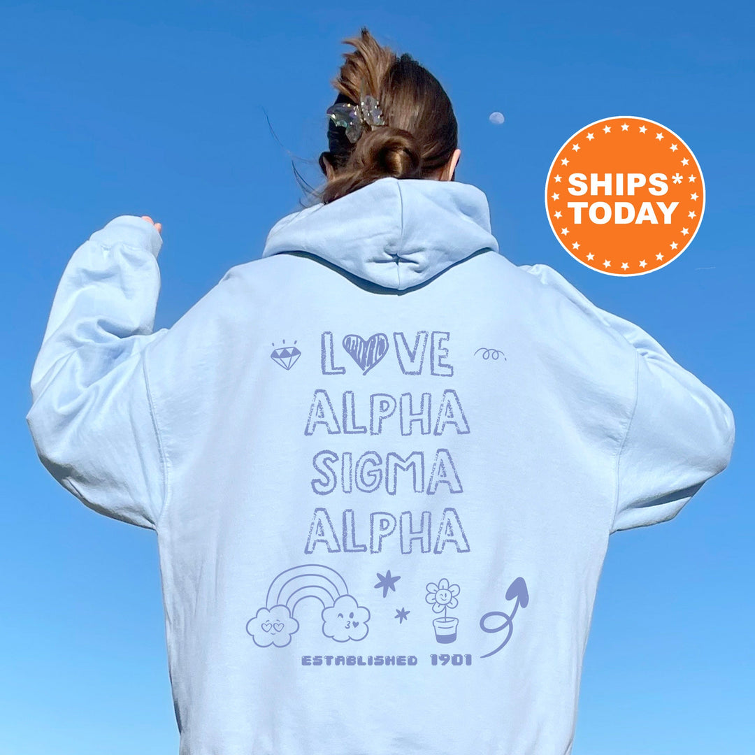 Alpha Sigma Alpha Doodle Letters Sorority Sweatshirt | Doodle Font Hoodie | Big Little Recruitment Gift | Custom Greek Sweatshirt