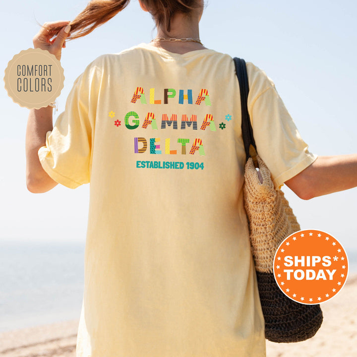 Alpha Gamma Delta Paper Letters Sorority T-Shirt | Alpha Gam Comfort Colors Shirt | Big Little Sorority Gifts | College Apparel _ 16357g