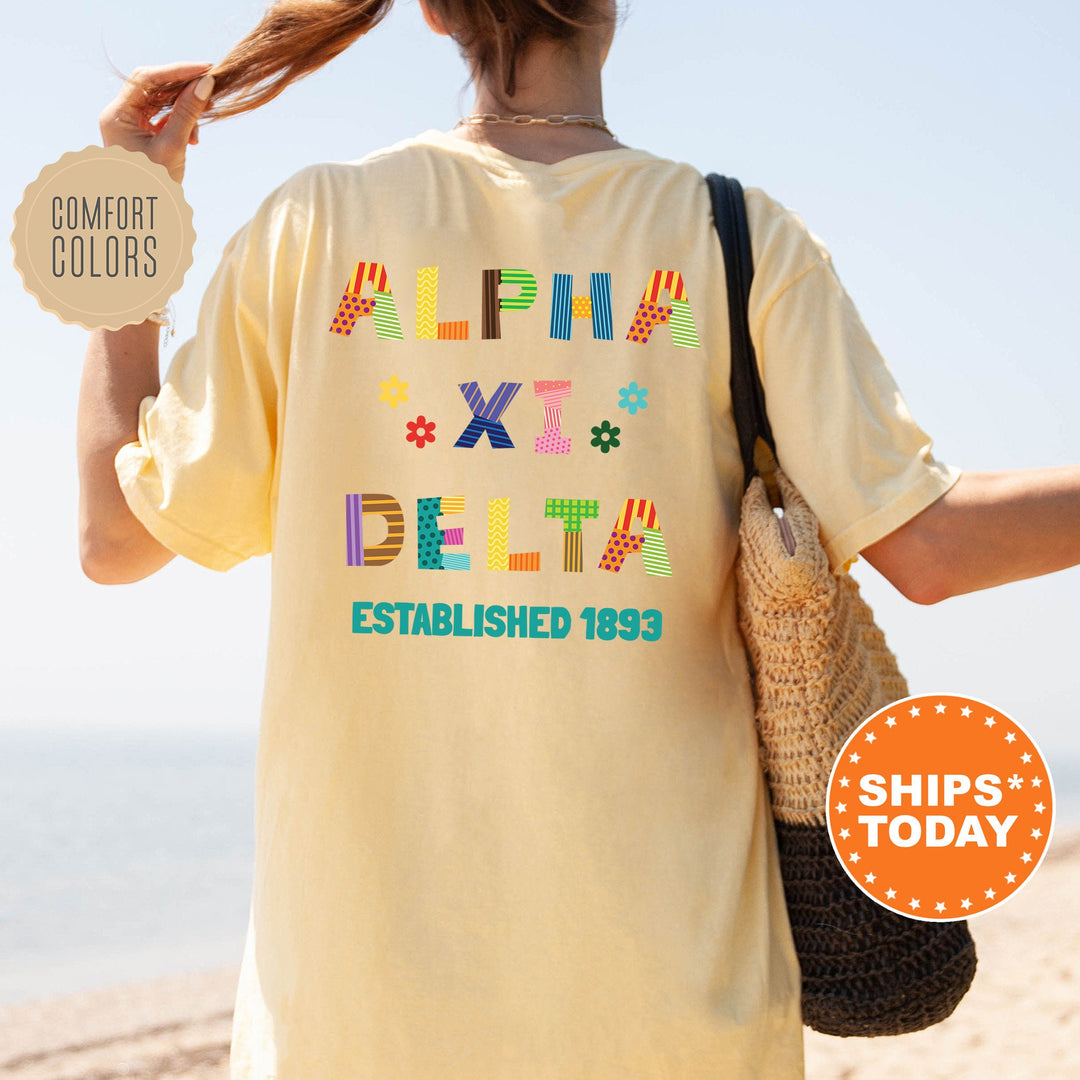 Alpha Xi Delta Paper Letters Sorority T-Shirt | AXID Comfort Colors Shirt | Big Little Reveal | Sorority Gift | College Apparel _ 16362g