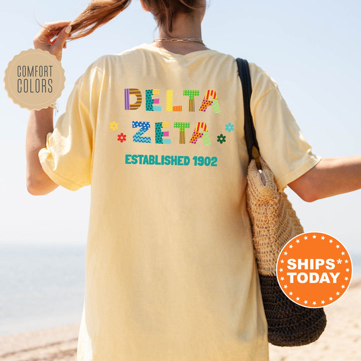 Delta Zeta Paper Letters Sorority T-Shirt | Dee Zee Comfort Colors Shirt | Big Little Reveal | Sorority Gift | College Apparel _ 16367g