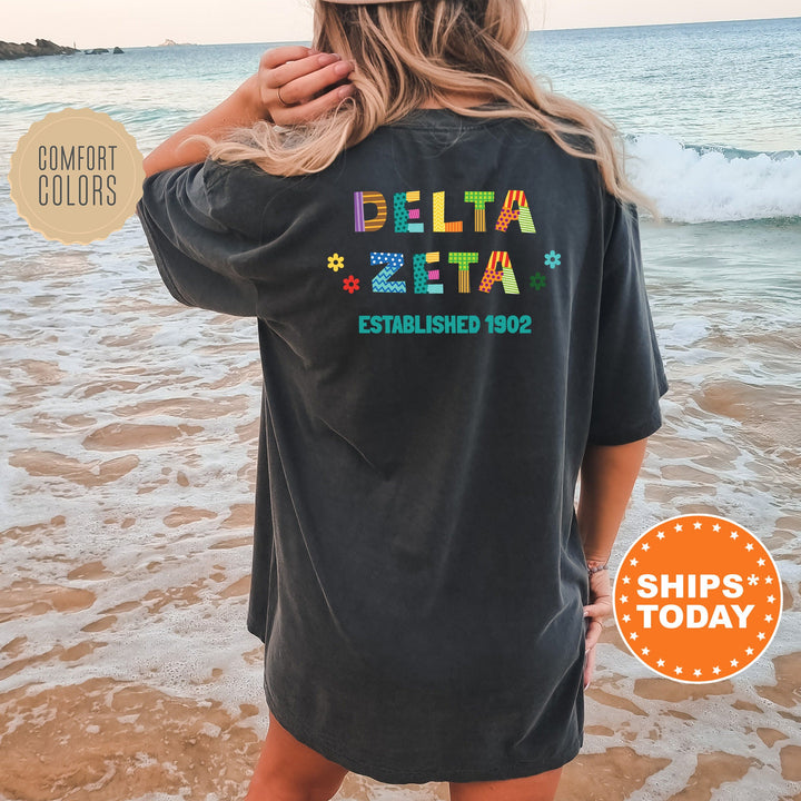 Delta Zeta Paper Letters Sorority T-Shirt | Dee Zee Comfort Colors Shirt | Big Little Reveal | Sorority Gift | College Apparel _ 16367g