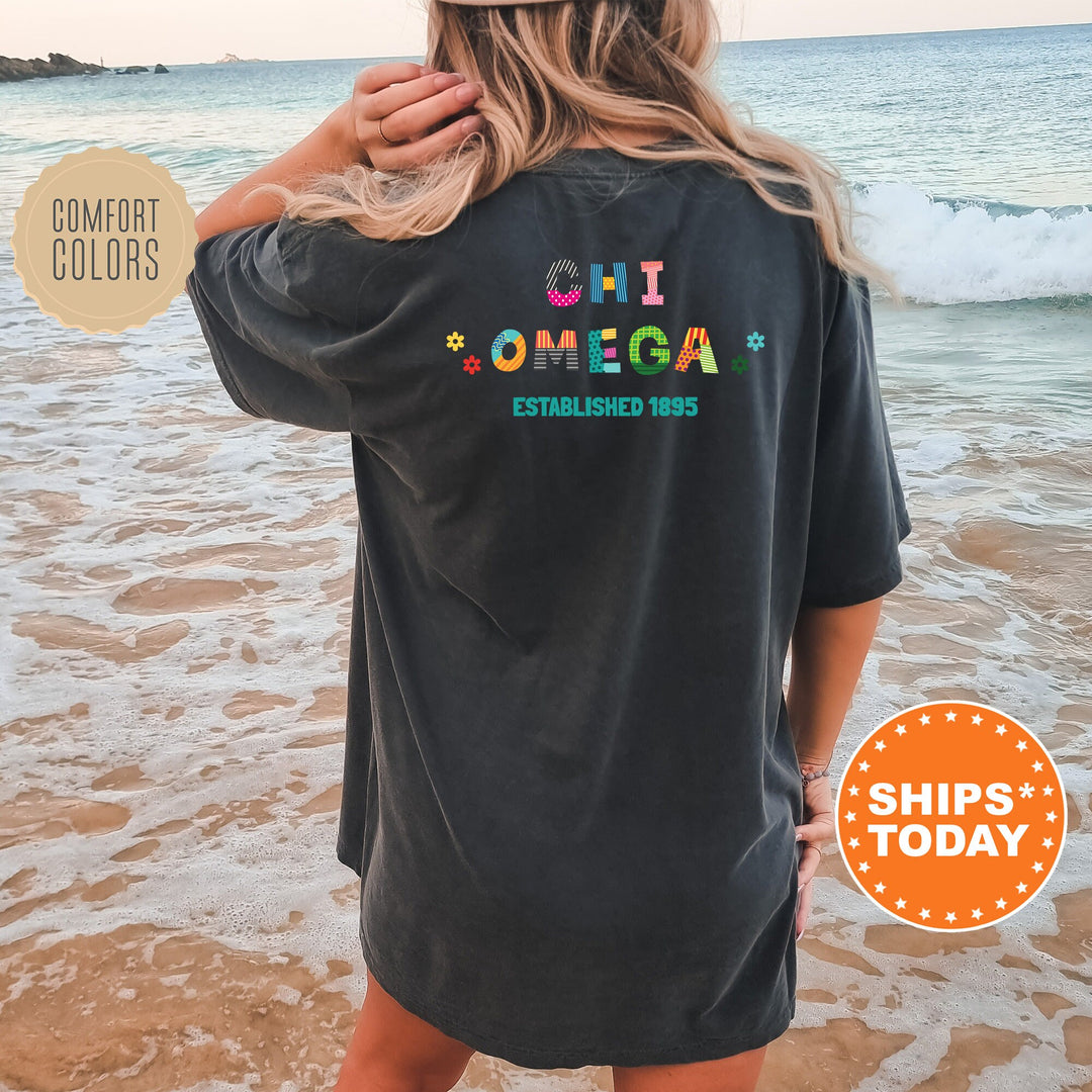 Chi Omega Paper Letters Sorority T-Shirt | Chi O Comfort Colors Shirt | Big Little Reveal | Sorority Gift | College Apparel _ 16363g