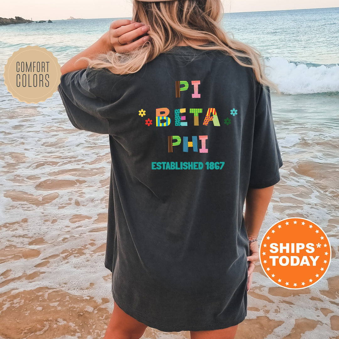 Pi Beta Phi Paper Letters Sorority T-Shirt | Pi Phi Comfort Colors Shirt | Big Little Reveal | Sorority Gift | College Apparel _ 16374g