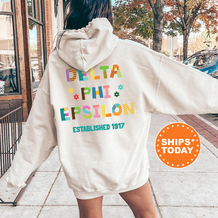 Delta Phi Epsilon Paper Letters Sorority Sweatshirt | DPHIE Trendy Sweatshirt | Greek Apparel | Big Little Reveal | Sorority Gift