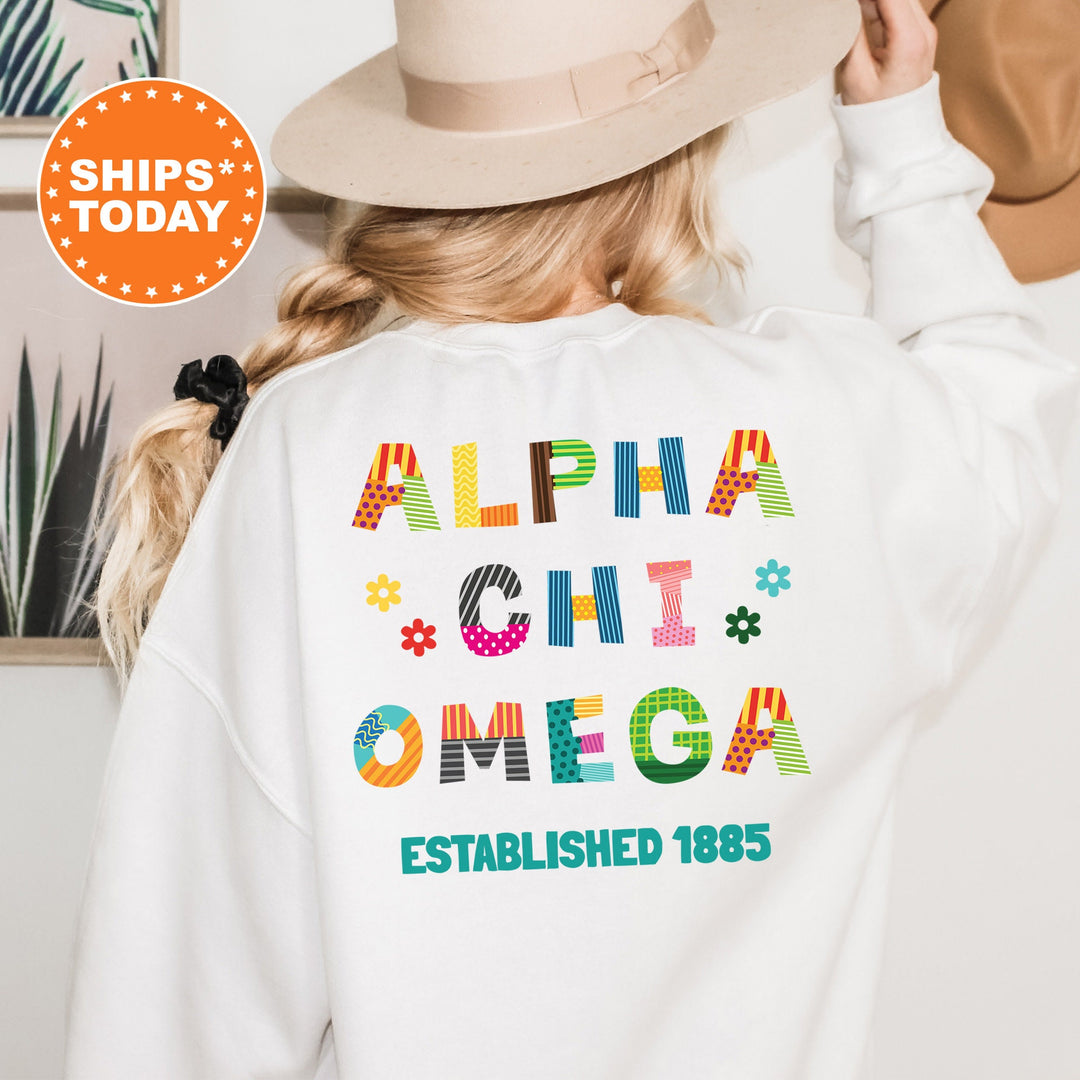 Alpha Chi Omega Paper Letters Sorority Sweatshirt | Alpha Chi Trendy Sweatshirt | Greek Apparel | Big Little Reveal | Sorority Gift