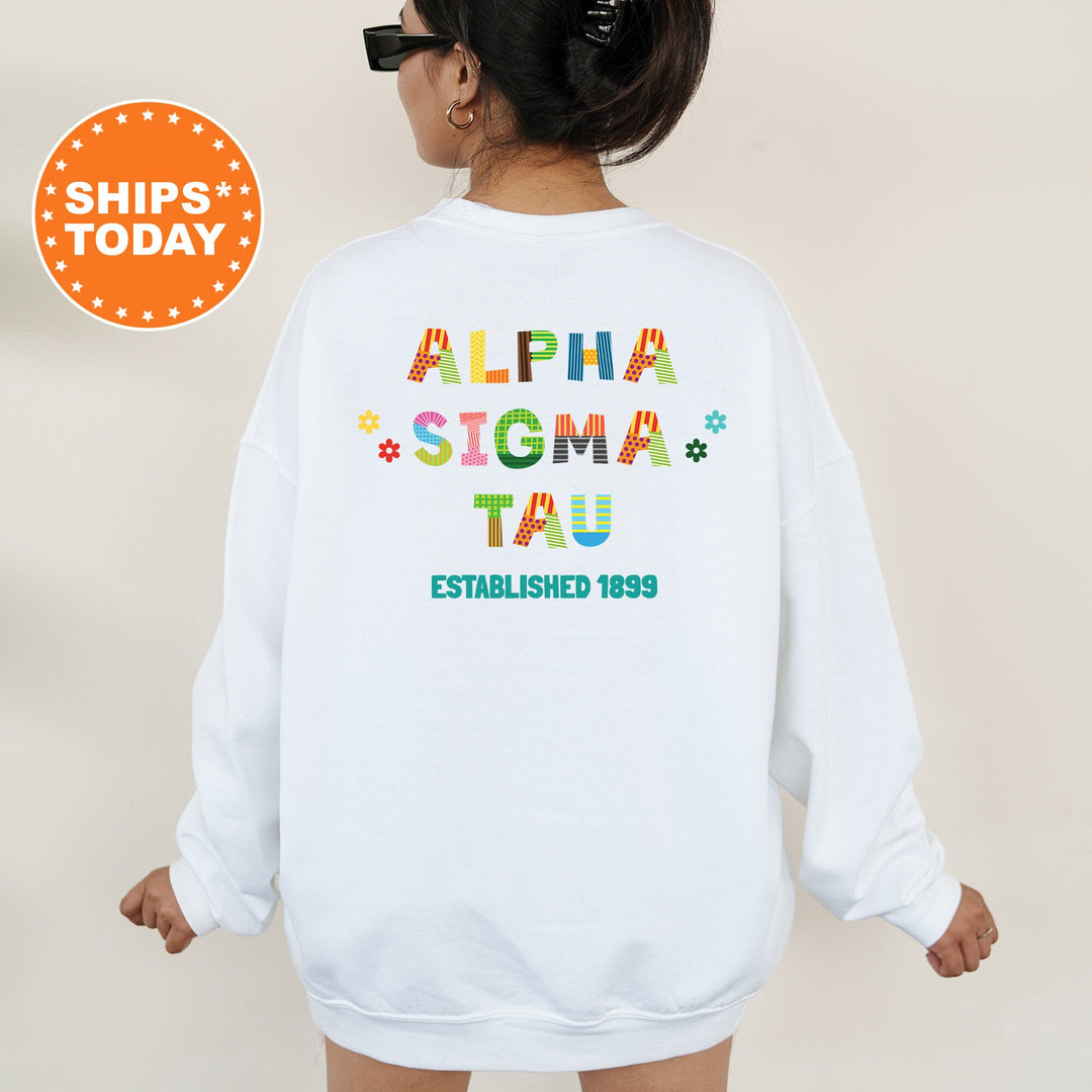 Alpha Sigma Tau Paper Letters Sorority Sweatshirt | Trendy Sweatshirt | | Big Little Reveal | Sorority Gift | College Greek Apparel