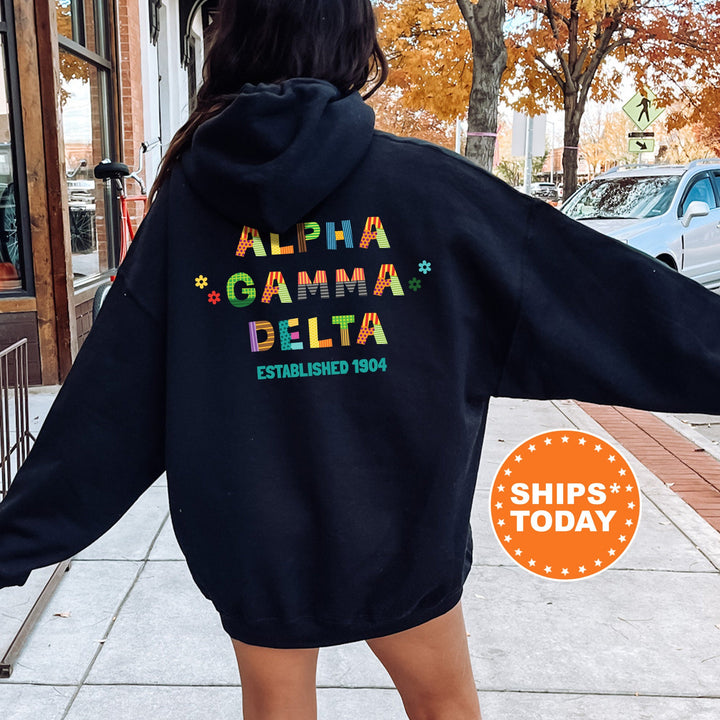 Alpha Gamma Delta Paper Letters Sorority Sweatshirt | Alpha Gam Trendy Sweatshirt | Greek Apparel | AGD Big Little Sorority Gifts