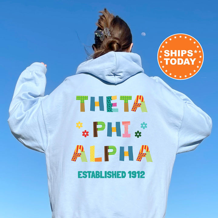 Theta Phi Alpha Paper Letters Sorority Sweatshirt | Theta Phi Trendy Sweatshirt | Greek Apparel | Big Little Reveal | Sorority Gift