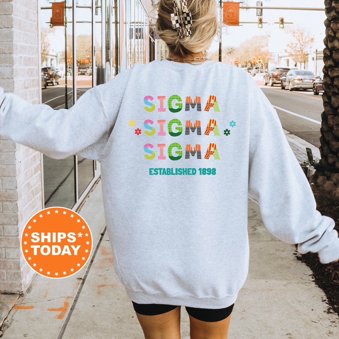 Sigma Sigma Sigma Paper Letters Sorority Sweatshirt | Tri Sigma Trendy Sweatshirt | Custom Greek Apparel | Big Little Sorority Gift