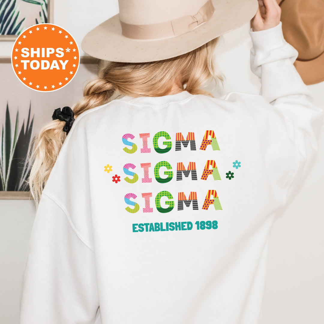 Sigma Sigma Sigma Paper Letters Sorority Sweatshirt | Tri Sigma Trendy Sweatshirt | Custom Greek Apparel | Big Little Sorority Gift