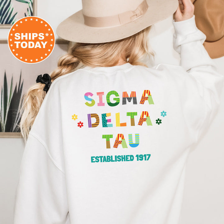 Sigma Delta Tau Paper Letters Sorority Sweatshirt | Sig Delt Trendy Sweatshirt | Greek Apparel | Big Little Reveal | Sorority Gift