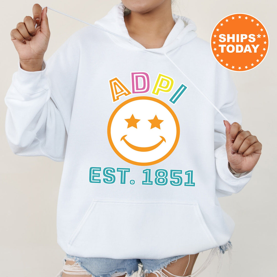 Alpha Delta Pi Cheerful Sorority Sweatshirt | ADPI Sorority Merch | Big Little Gift | Greek Sweatshirt | Custom Greek Apparel _ 16848g